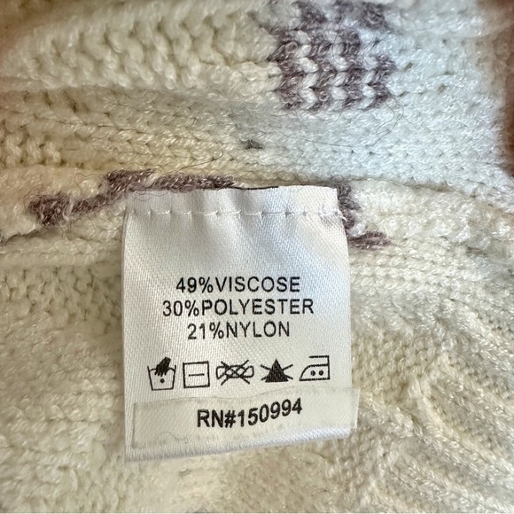 Joie NWT Turtleneck Sweater Size Medium Cream Gray Striped Knit Pullover Pattern - Picture 6 of 7